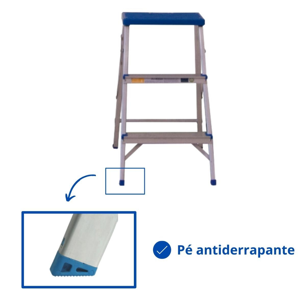 Escada Banqueta Banquinho Doméstico Alumasa 3 Degraus