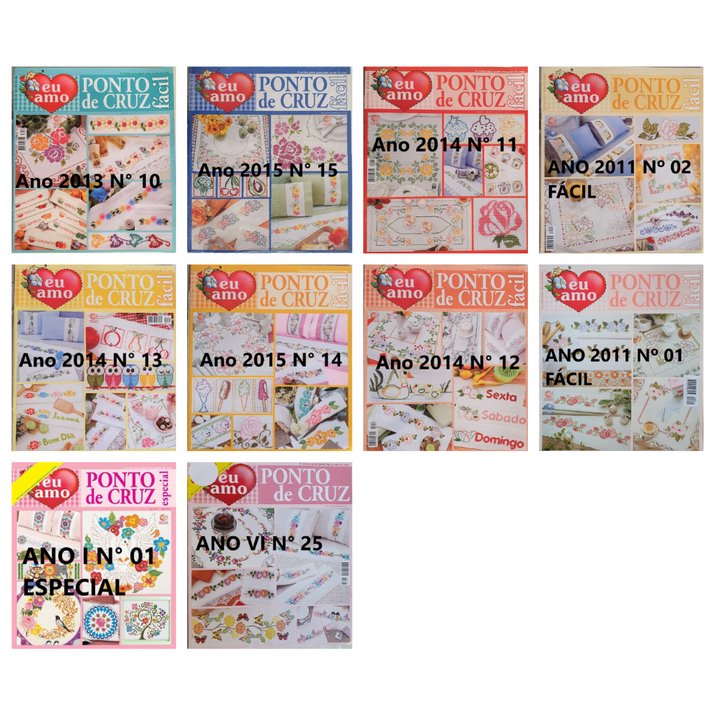 4 Revistas A Escolher Eu Amo Ponto Cruz Bordados Modernos