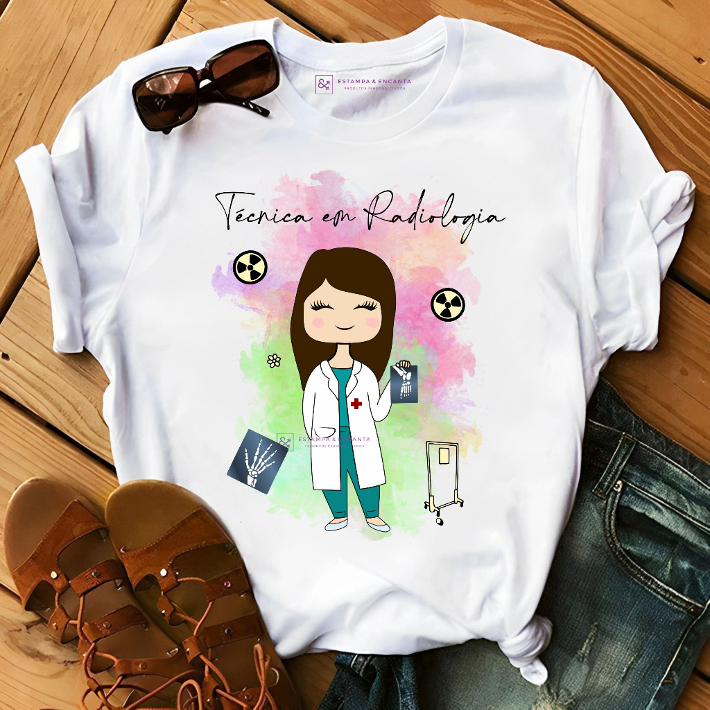 Camisa Blusa Personalizada Profissão Técnica em Radiologia - T-shirt Tecnologa em Radiologia