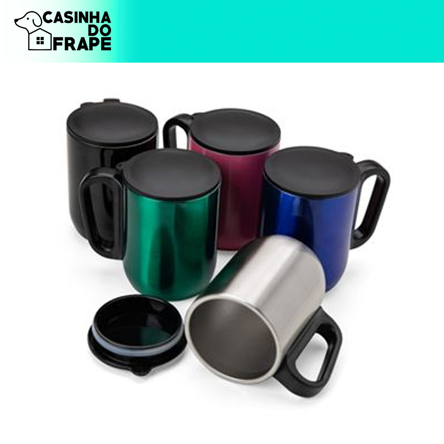 Caneca Inox Parede Dupla 250 ml Com Tampa, Cozinha, bebida quente, fria, café, chá