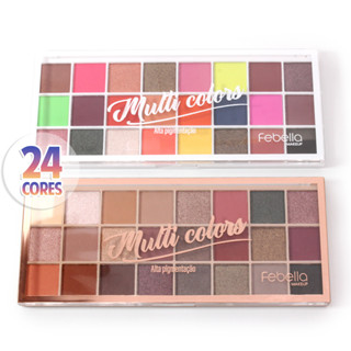 Paleta de Sombras 24 Cores Alta Pigmentação Multi Colors Febella pso30322
