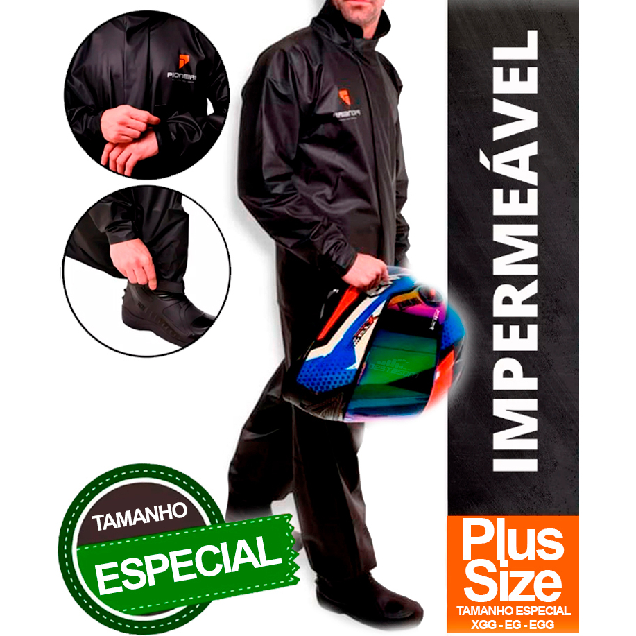 Capa Chuva Masculino Reforçada Motoqueiro Pvc Tamanho Especial Extra Exg 2g 3g 4g 5g 6g em Oferta na Shopee