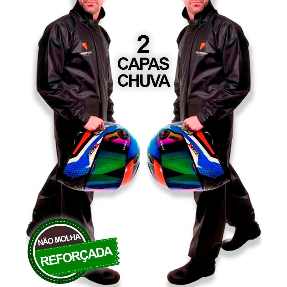 Kit 2 Capa Chuva Moto Masculino Reforçada Impermeavel Motoqueiro Motoboy Frio Pioneira