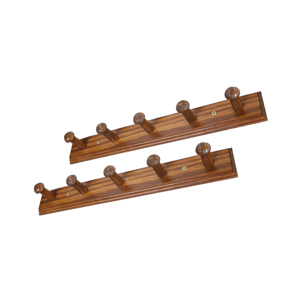 Cabideiro Cabide organizador  De Parede Em Madeira Maciça Modelo Cabide 5 Ganchos Kit 2 Peças Imbuia