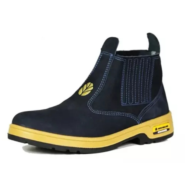 BOTA COURO NOBUCK AZUL BOTINA TRABALHO CASUAL UNISSEX NEW HOLLAND