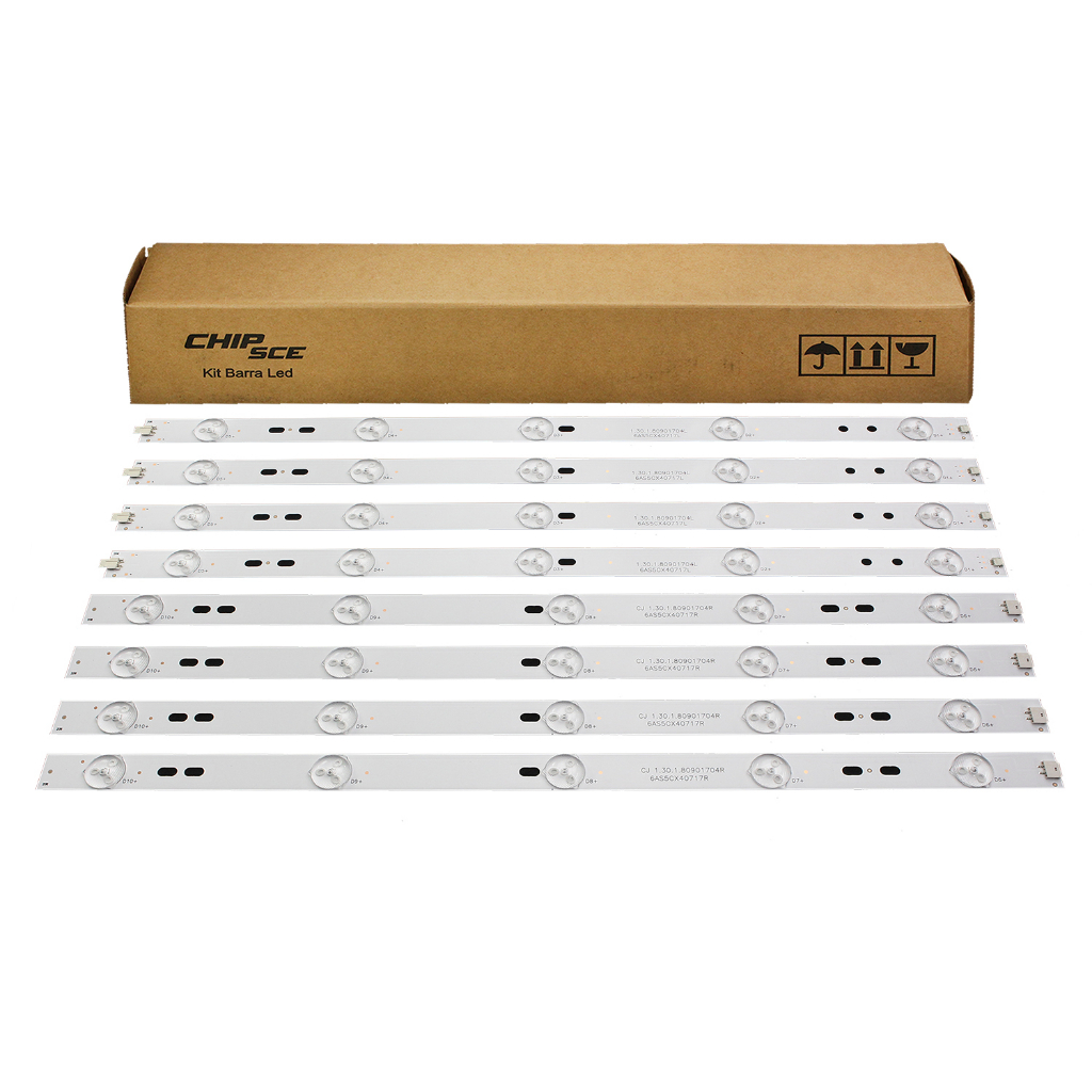 Kit Completo com 8 Barras de Led Compatível com Philco 40" PH40N70DG - Barras com 5 Led's de 3V cada.