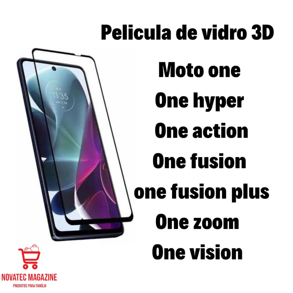 Película de Vidro 3D Protetora de Tela Para Moto One / One Hyper / One Action / One Fusion / One Fusion Plus / One Zoom