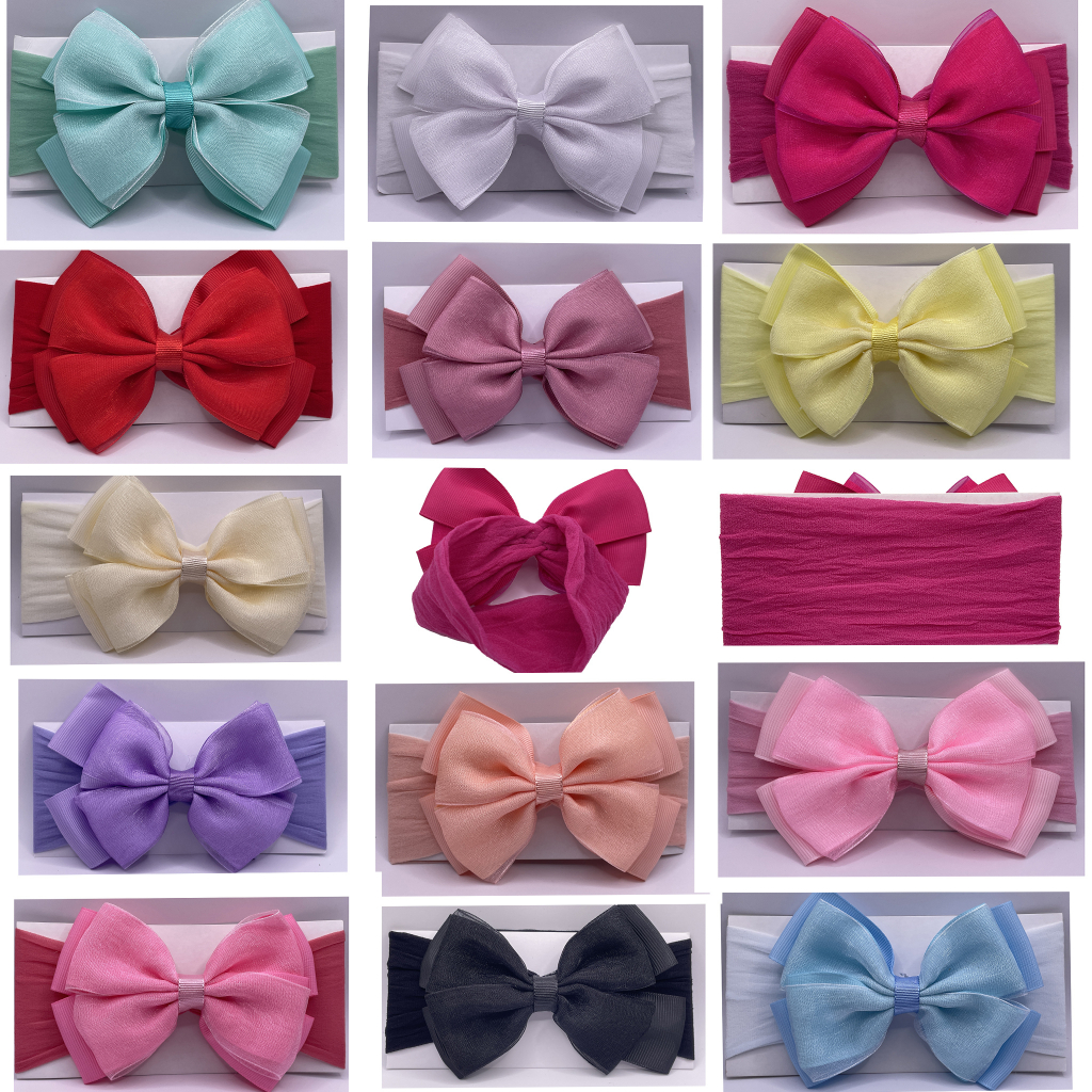 KIT 10 Faixa de Cabelo com laço Infantil Bebe Meia De Seda Mod 16 em Oferta na Shopee