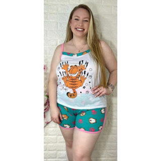 Baby Doll Feminino Plus Size Alcinha Malha Estampado Pijama Verão Adulto Roupa de Dormir Short Doll Confortável em Oferta na Shopee