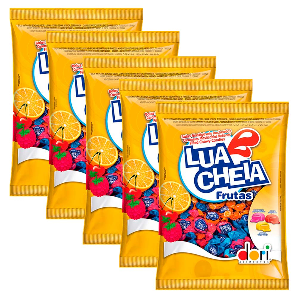 Kit 5 Balas Recheadas Lua Cheia Frutas 400g - Dori em Oferta na Shopee