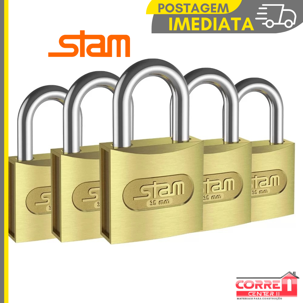 Cadeado segurança Stam original zamac latonado 20mm - 45mm | Stam