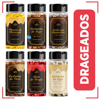 Drageado Dragee Com Chocolate Belga Castanha/Amêndoa/Damasco/Avelã Premium Pote 200g - P&p