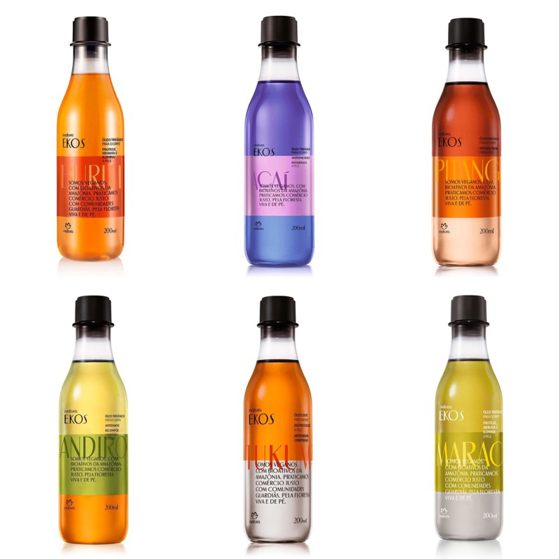 Óleo Corporal Trifásico Natura Ekos 200ml Opções Tukumã Andiroba Maracujá Pitanga Buriti Açaí Original