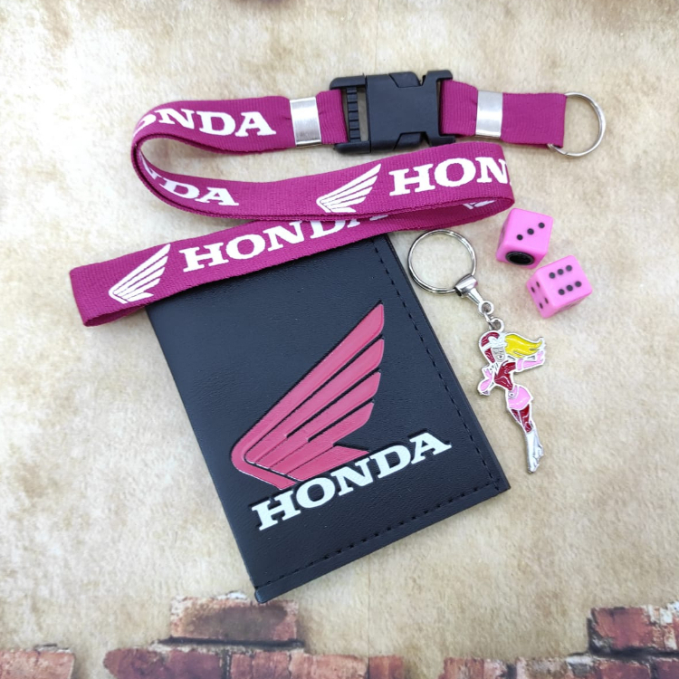 Honda Kit Feminino Penélope Rosa Completo Full Carteira Porta Documento + Cordão + Chaveiro+Dadinho