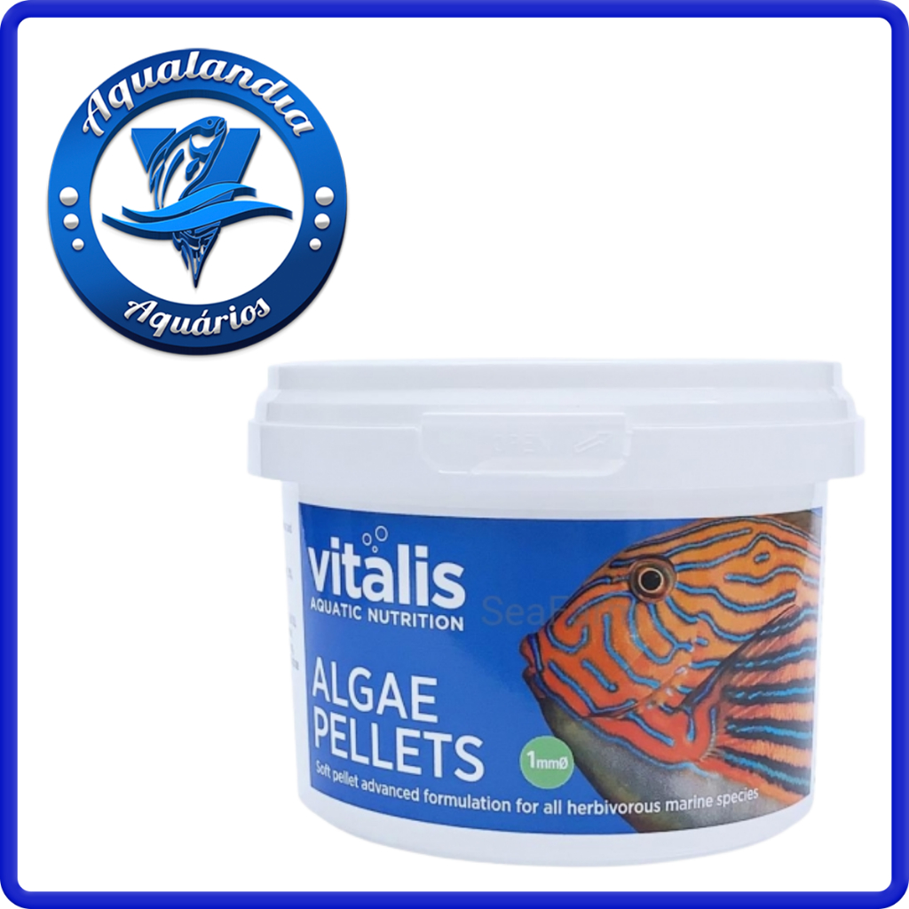 Vitalis Ração Algae Marine Pellets 140g Para Peixe Marinho Herbívoro