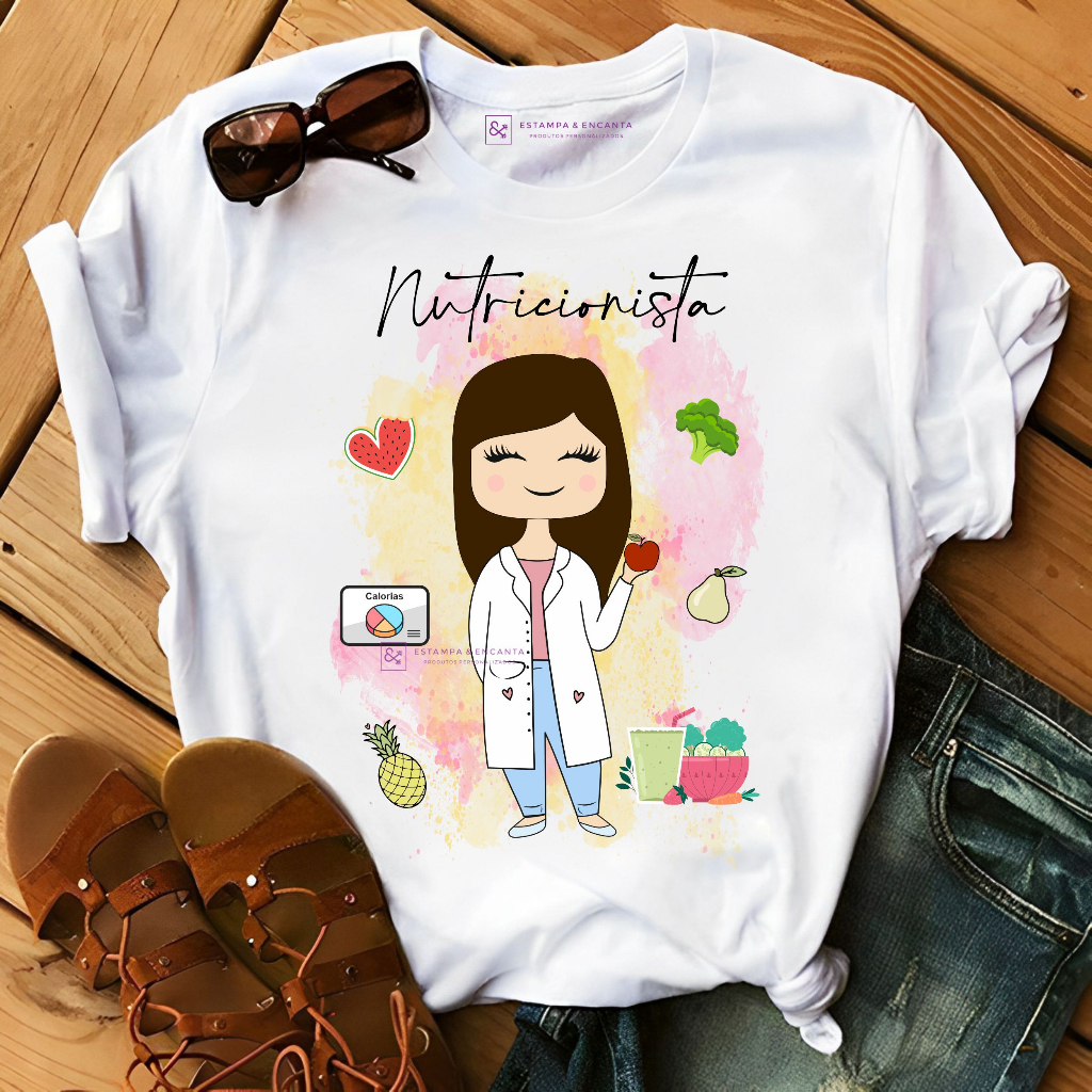 Camisa T-shirt Personalizada Profissão Nutricionista - Blusa Profissao Nutrição