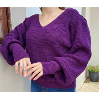 Blusa Fang De Tricot/tricô Manga Bufante Feminina Inverno 100% Poliéster