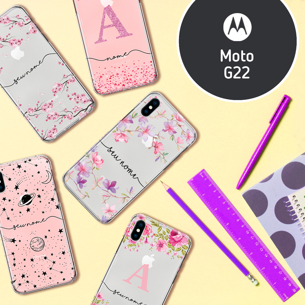 Capa Capinha - Motorola Moto G22 - Transparente Personalizada com Nome