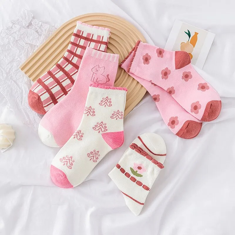 Meias feminina infantil juvenil kit com 5 pares sortidos