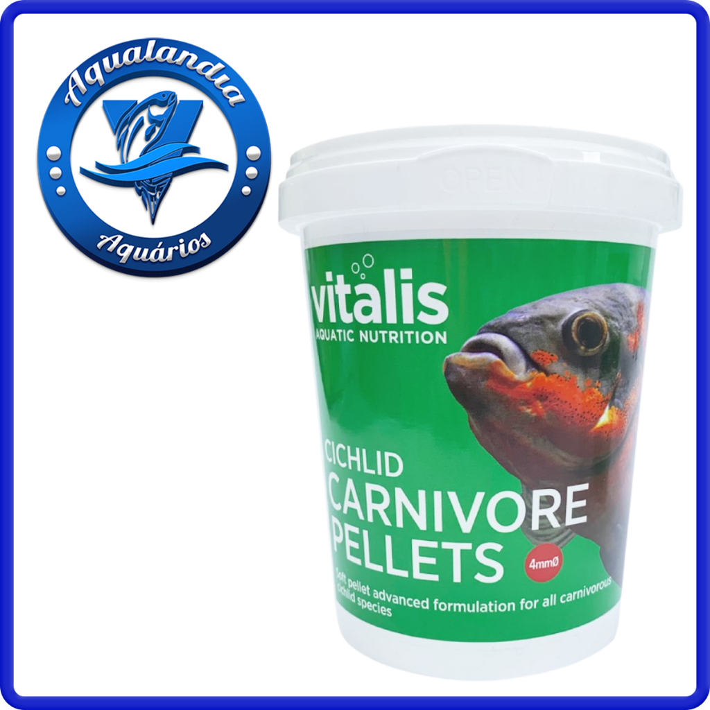 Vitalis Ração Cichlid Carnivore Pellets 70g Para Peixe Ciclídeos