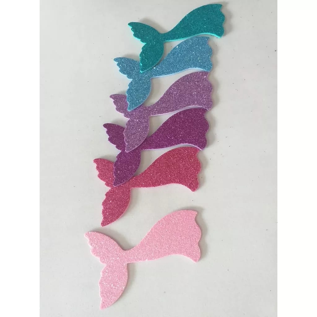 Cauda de Sereia Eva Glitter 8 Cm Aplique Bolo Fake 12 Unidades