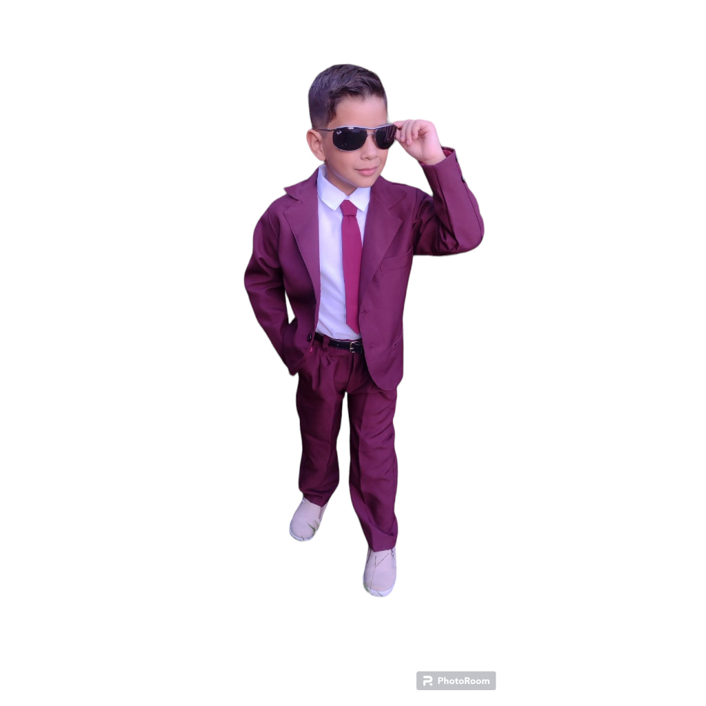 Terno Infantil Social Bordo-kit 5 Itens
