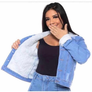 JAQUETA JEANS FEMENINA LANÇAMENTO LAVAGEM CLARA em Oferta na Shopee