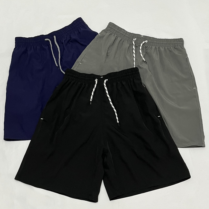 Kit 3 Shorts Masculina Lisa Com Elastano Seco Rápido Short Tactel Liso Para Dia a Dia Academia e Praia Tem 2 Bolsos Laterais e 1 Bolso Verso