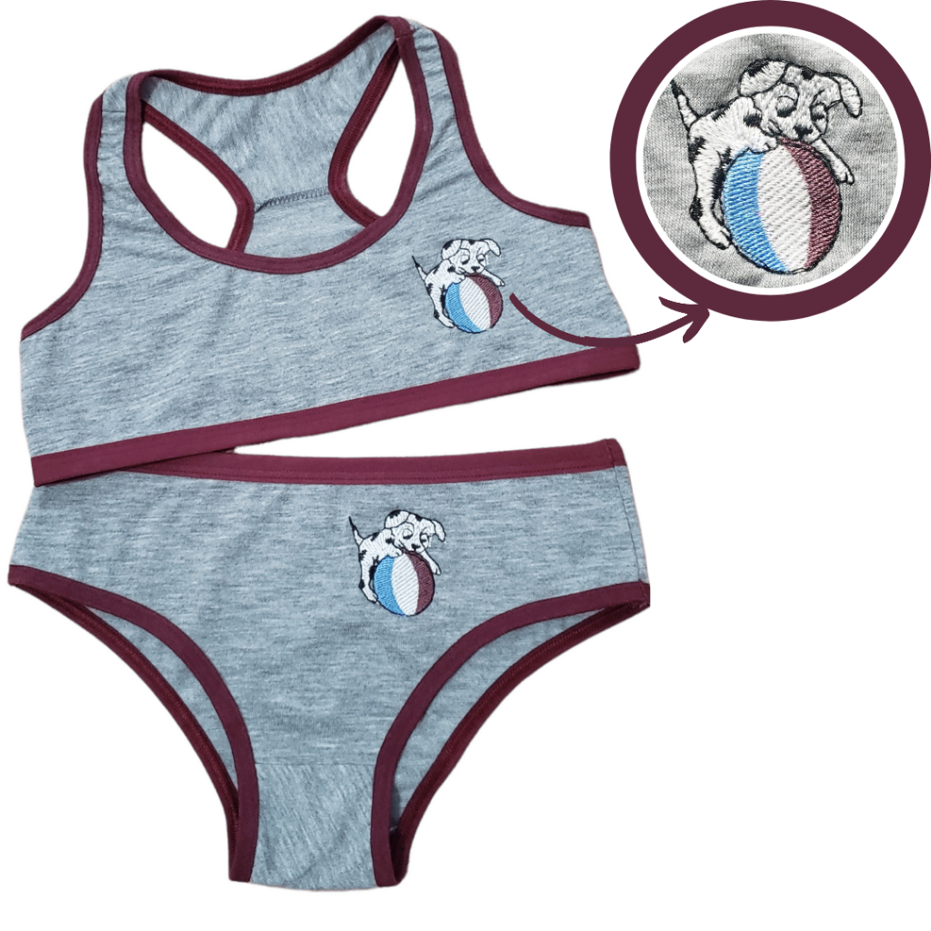 Conjunto juvenil Lingerie Infantil de Algodão Top Nadador e Calcinha Conforto Sutiã Sem Bojo Menina