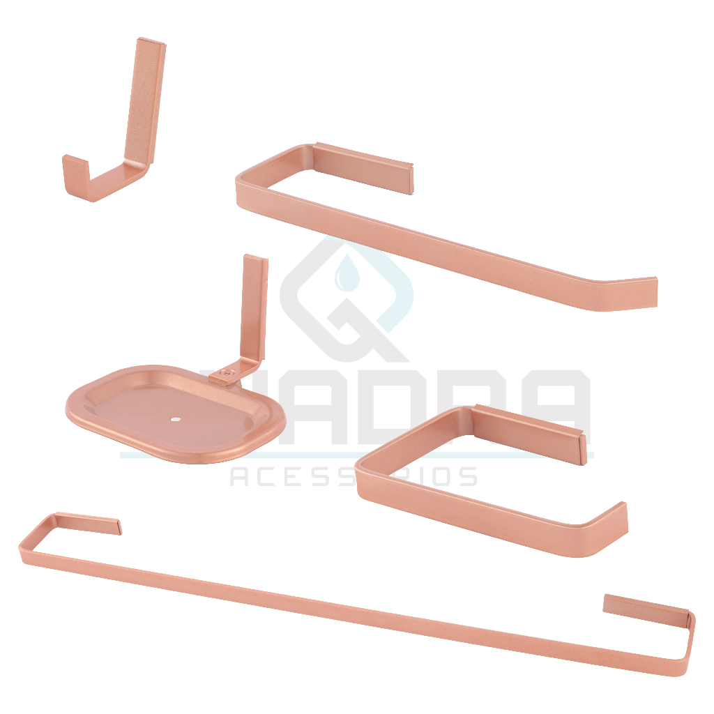 Kit Acessórios para Banheiro 5 peças Rose Quadrado em Oferta na Shopee