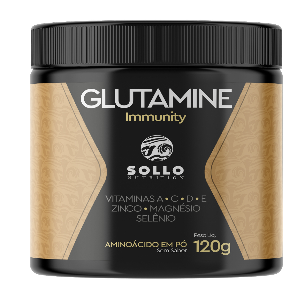 Glutamina Immunity - 120g (Vitaminas A, C, D, E, Zinco, Magnésio e Selênio) - imunidade, vitaminas e minerais - Sabor Limão