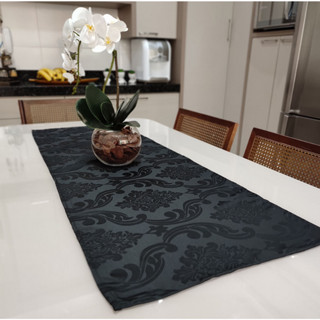 Caminho Trilho De Mesa Decorativo Jacquard 1,40m X 0,50m - Preto