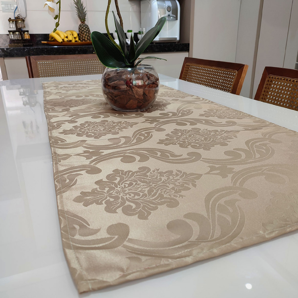 Caminho Trilho De Mesa Decorativo Jacquard 1,40m X 0,50m - Avelã em Oferta na Shopee