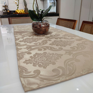 Caminho Trilho De Mesa Decorativo Jacquard 1,40m X 0,50m - Avelã