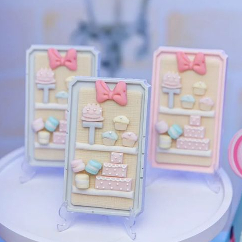 Forma de Acetato Confeitaria 2 Placas Moldura Plaquinha de Chocolate