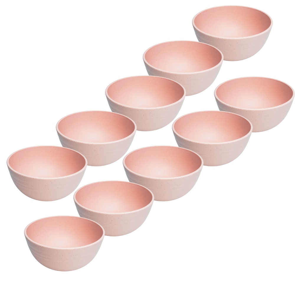 Kit 10 Tigela Bowl Cambuca Ecológico Bambu Sobremesa Rosa
