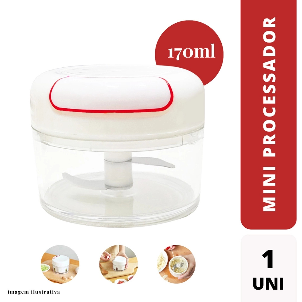 Mini Processador de Alimentos Manual 170 Ml Com 2 Lâminas em Oferta na Shopee