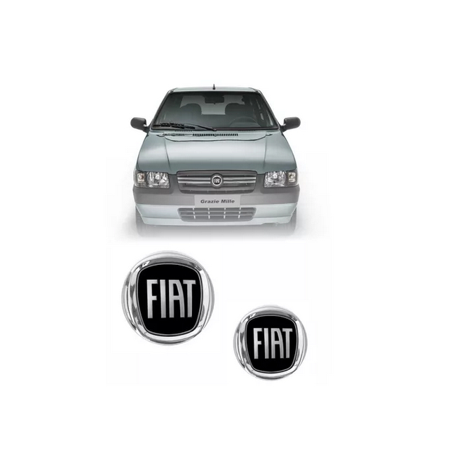 Kit 2 Emblemas Adesivos Fiat Preto Uno Mille 2008/2012 em Oferta na Shopee