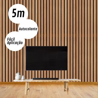 Rolo Papel De Parede Premium Ripa Ripado Madeira Lavável Sala Quarto Painel 5,00x0,45cm 3D Autoadesivo Fácil Aplicação em Oferta na Shopee