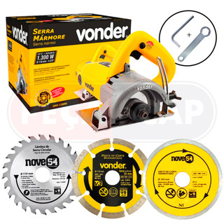 Serra Mármore Profissional Smv1300s Vonder 127V/220V Tipo Makita+ 3 Discos Corte/Alvenaria, Concreto