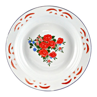 Kit 6 Pratos Esmaltado Fundo Decorado 22cm Rustico Retro em Oferta na Shopee