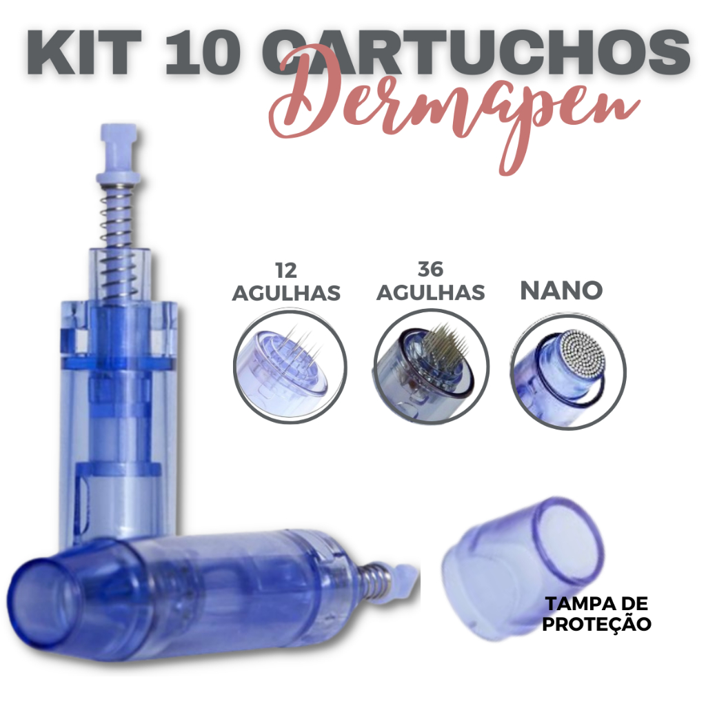 Agulhas Cartucho Caneta Derma Pen 12 36 42 Nano Micro KIT 10