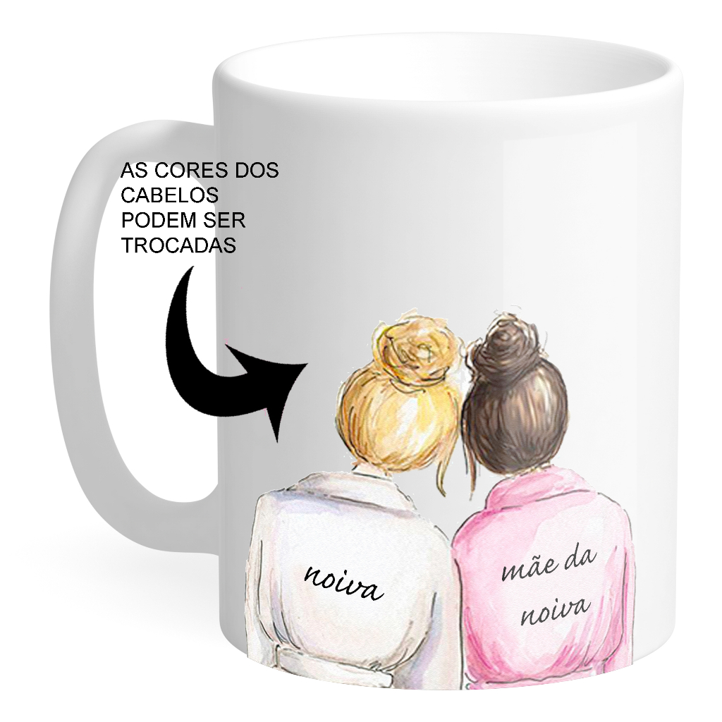 Caneca Porcelana Casamento Família | Mãe da Noiva | Pai da Noiva | Mãe do Noivo | Pai do Noivo