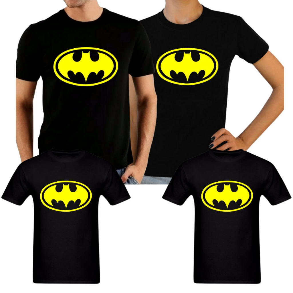 Kit Familia Camisas Tal Mãe Tal Filha Tal Pai Tal Filho BATMAN Monte Seu Kit