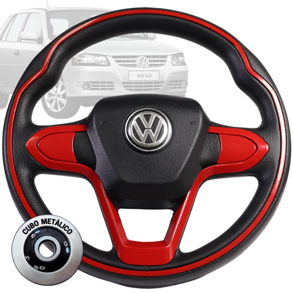 Volante Esportivo Bmw Vermelho Voyage Gol Golf G5 G6 G7