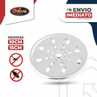 Ralo Tampa Grelha Abre e Fecha de Aço Inox para Porta Grelha de 10x10 ou 15x15 Redonda com Fecho | Overtime