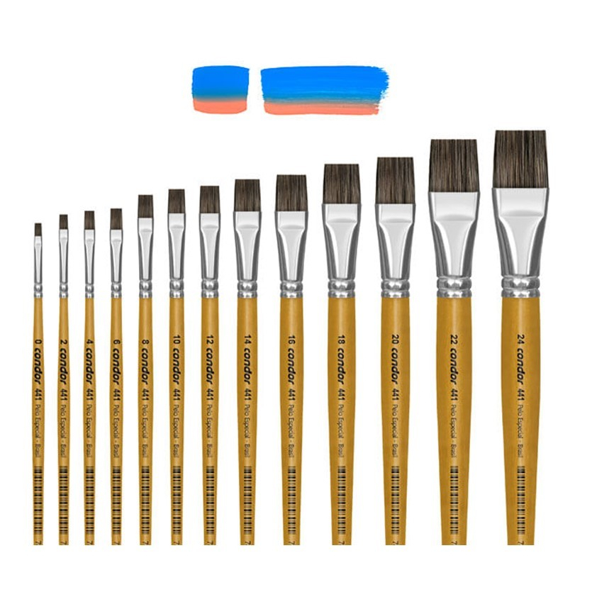 Pincel Macio Chato Pelo Orelha de Boi 441 Condor Pintura em Tela