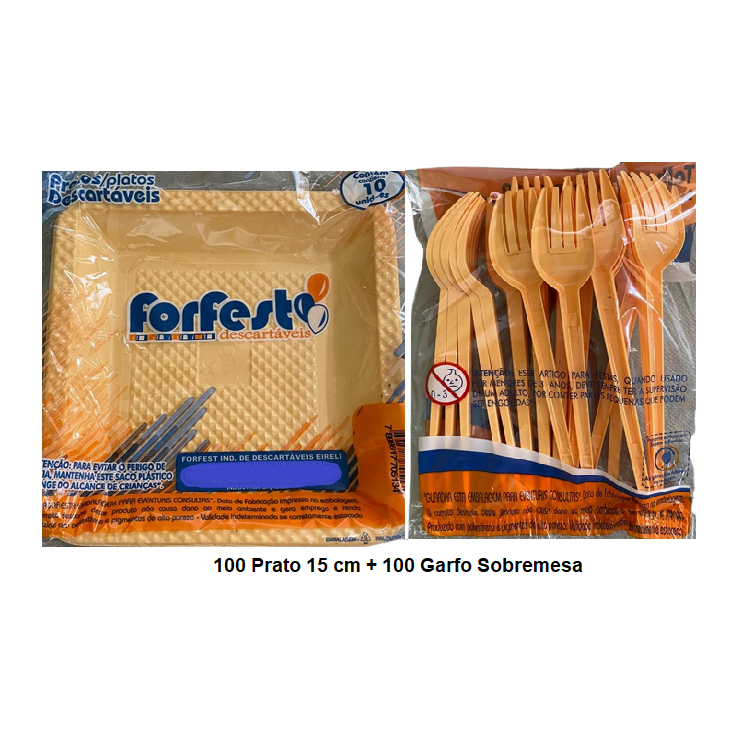 Kit p/ bolo Candy Color Prato + Garfo - 100 unidades