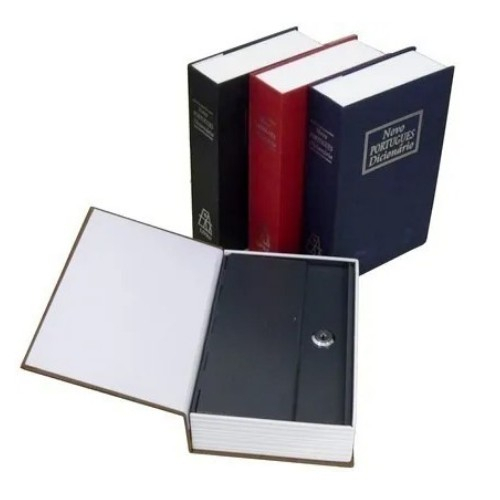 Cofre Camuflado Livro Secreto Falso Com Chave Porta Joias Dinheiro Documentos Metal Portátil