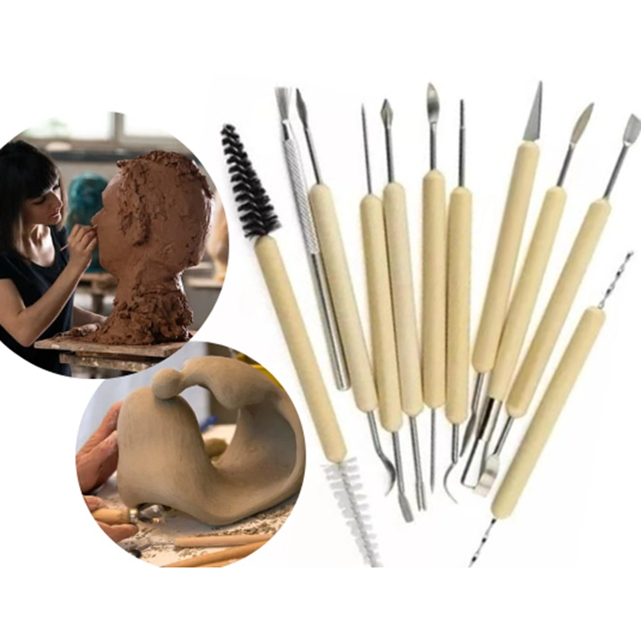 Kit 11 Ferramentas Estecas P/ Escultura Argila E Cerâmica